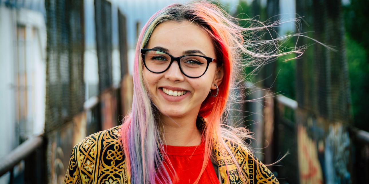 Young woman looking into camera