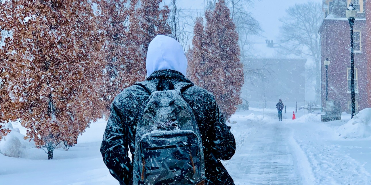 Person walking in the snow