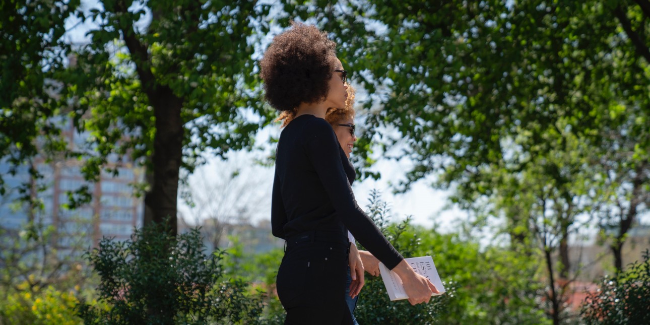 Young Women Walking in Park