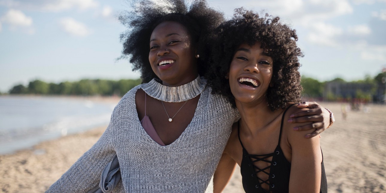 young black women on beach