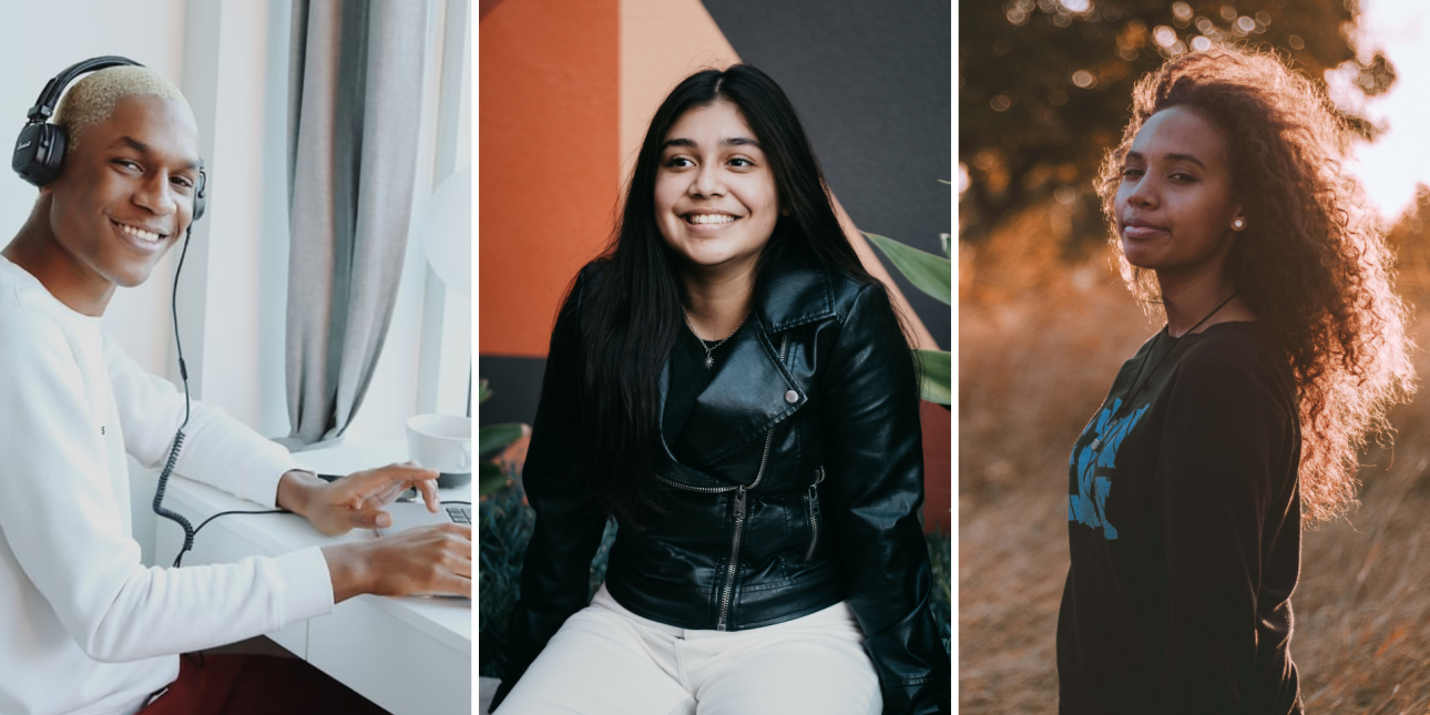 three young adults in a collage