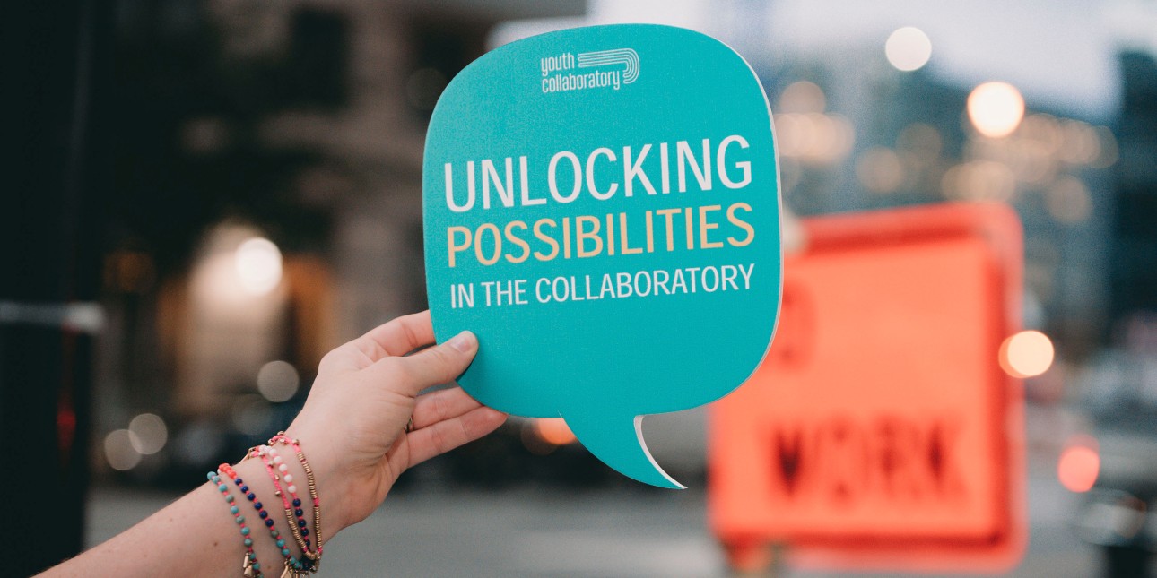 Speech bubble that reads "Unlocking Possibilities in the Collaboratory"