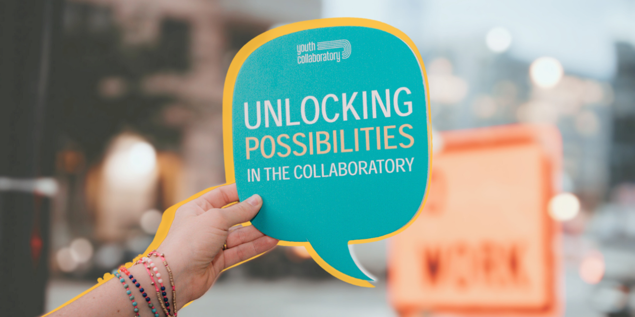 Speech bubble that reads "Unlocking Possibilities in the Collaboratory"