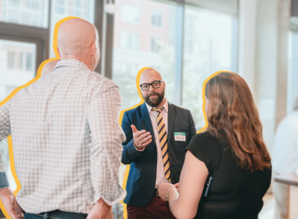 Board members talking and networking