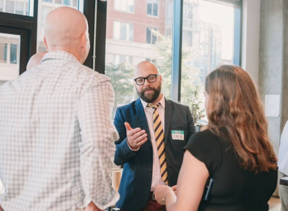Board members talking and networking