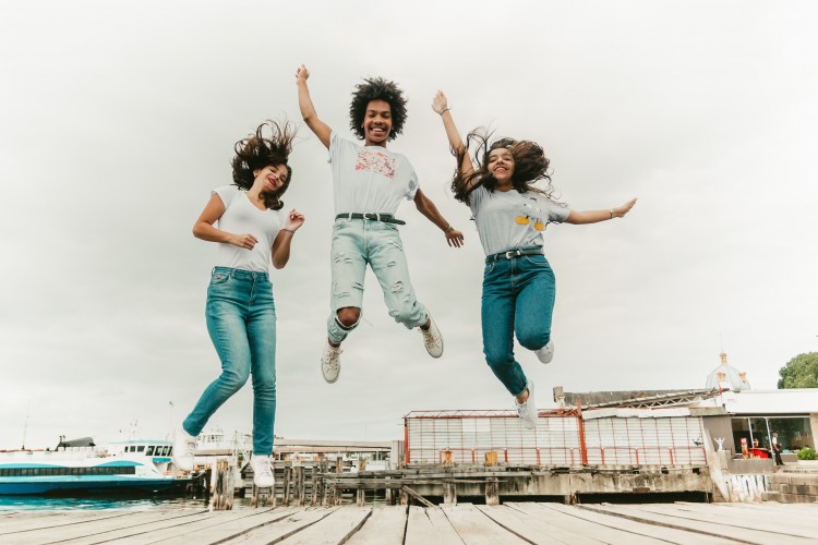 Young people jumping