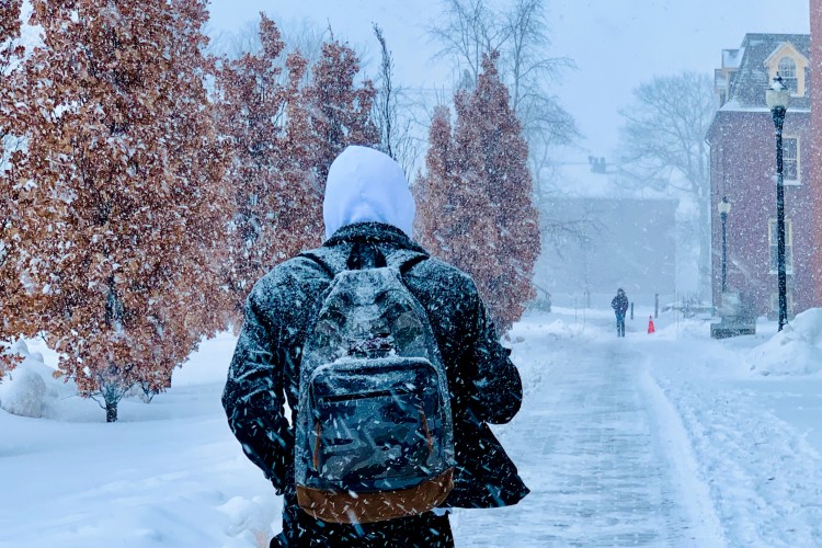 Person walking in the snow