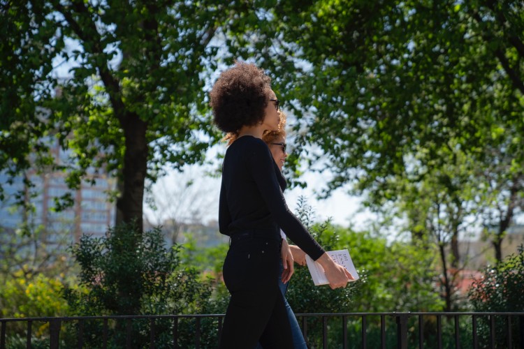 Young Women Walking in Park