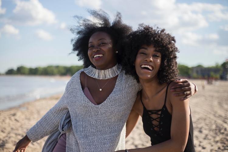 young black women on beach