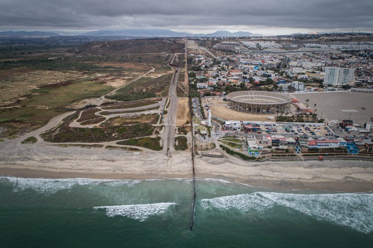 US aerial view of the US-Mexico border fence seen from Tijuana. Photograph: Guillermo Aria/AFP/Getty Images