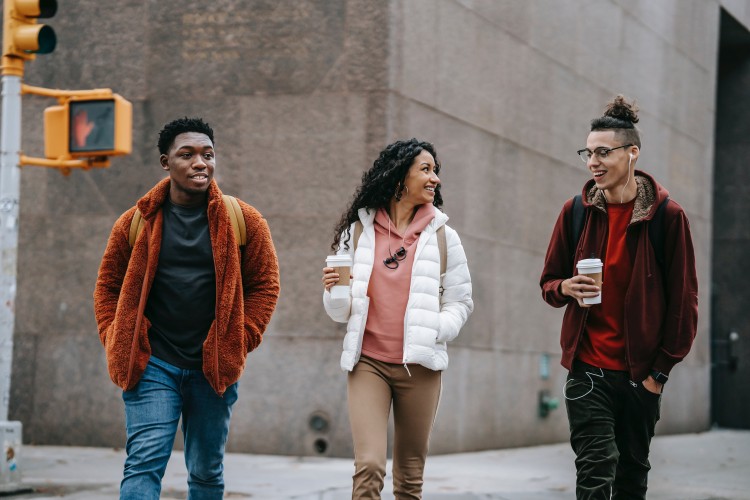 People walking down the street